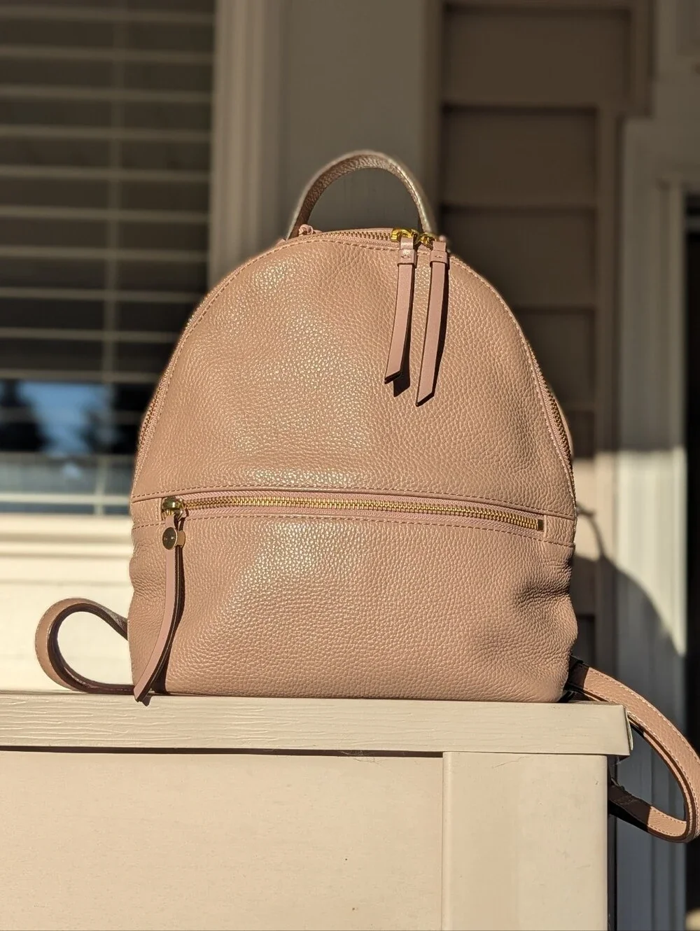 Radley London | Fountain Road Pebbled Leather Backpack Dusty Pink Beige
